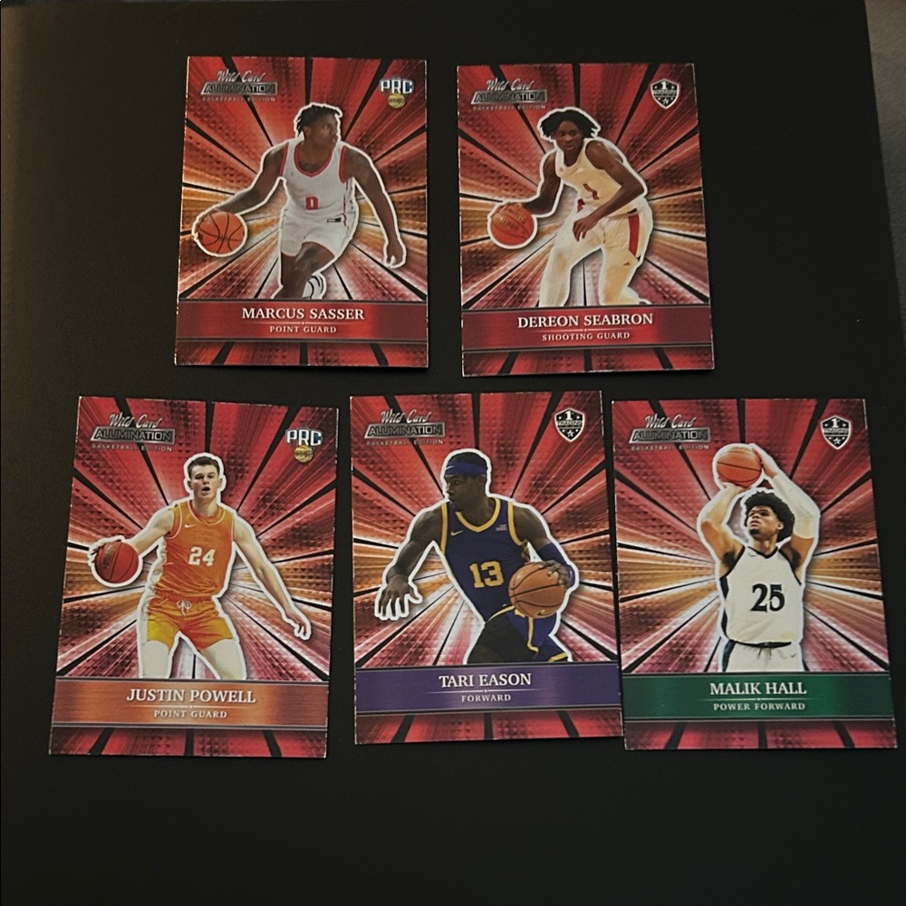 Set of 5 College Basketball Trading Cards - Wild Card Alumination